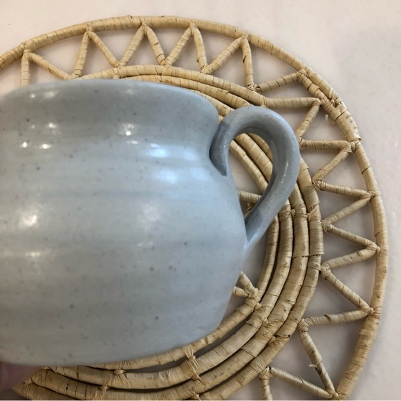 WILLIAMSBURG POTTERY Cobalt Blue Leaf Salt Glazed Stoneware Creamer Vtg - Picture 5 of 8